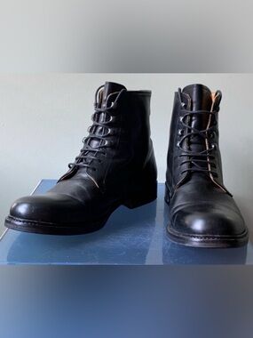 Made in Portugal Filippa K Black Leather Men's Lace-Up  Ankle Boots